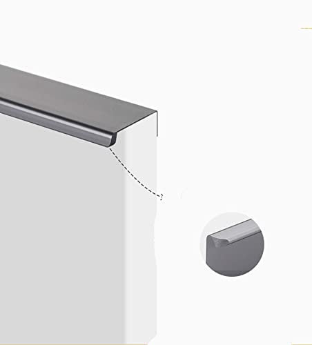 Paquete de 2 tiradores ocultos de estilo moderno para cajones de cocina y cajones de aleación de aluminio, color gris hierro, 20 cm de longitud