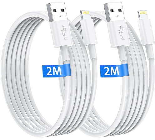 iPhone Charge Cable 2Pack 2M, Apple MFi Certified USB to Lightning Cable i-Phone Lightning to USB Cable Fast Charging Lead Compatible with iPhone 14/13/12/11 Pro Max/XS/8/7/iPad/ipod