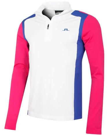 J.Lindeberg Mens Lukas Quarter Zip Mid Layer Sweater - Pink Peacock - XXL