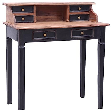LVHUIDEH Schreibtisch mit 6 Schubladen und 1 Fach, Holz-Sekretär, Retro-Stil Bürotisch, Arbeitstisch für Büro Arbeitszimmer Wohnzimmer, 90 x 50 x 101 cm