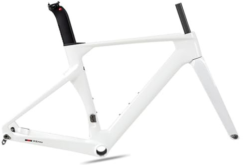 700C Carbon-Rennrad-Rahmenset, 43.5cm / 46cm / 48cm / 50cm / 52cm / 54CM / 56CM Brechender Wind Rennrahmen Steckachsenrahmen 12 × 100 Mm 12 × 142 Mm Scheibenbremsrahmen Interne Führung(Bianco,48cm)