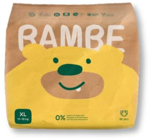 Bambe | Öko-Windeln | Größe XL | von 11 bis 16 kg | 12 Monate und älter | Packung mit 32 Stück