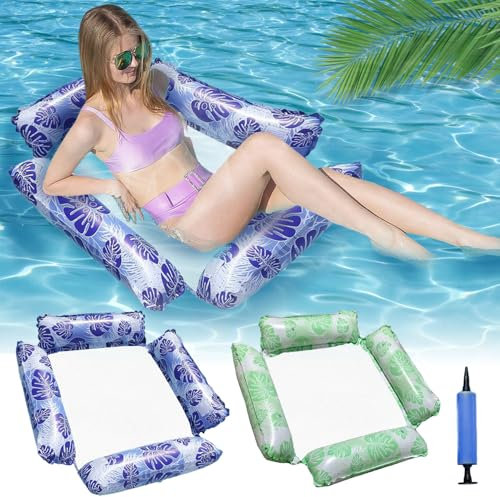 4 in 1 Pool Hängematte, 2pcs Pool Float Wasser Hängematte, Schwimmen Hängematte, Aufblasbare Wasserhängematte, Schwimmbett Pool, für Pool-Party-Sommer-Wasser-Spaß