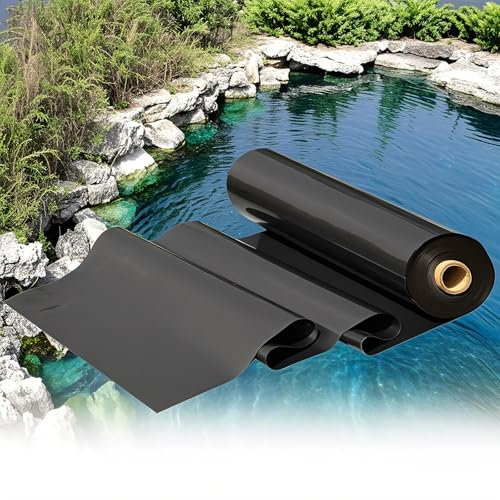 Poxvythb Teichfolie 2MX2M, Schwarz HDPE Teichfolien Schwerlast, Poolfolie Hochwertige PVC-Folie mit UV-Beständigkeit, für Gartenbäche, Springbrunnen, Wasserfälle(2x2m)
