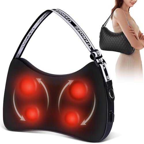 KNQZE Shiatsu Massagegerät, rückenmassagegerät，Nackenmassagegerät mit Wärme, 4D Rotierenden Massageköpfen, Tragbares Massagekissen, Geschenk für Frauen & Männer, Entspannung für Zuhause, Büro & Auto