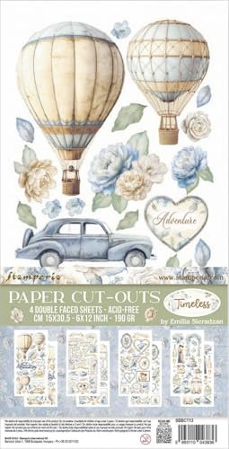 Stamperia - Paper Cut Outs for Scrapbooking, Albums, Card Making, Bullet Journalling and More, Acid Free, Double Sided, 4 Sheets, Perfect for Hobbies, Crafts, and Gifting (Timeless)