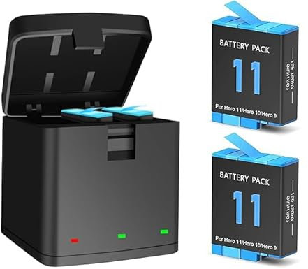 2 Pack 1800mAh Battery Compatible for Hero 11/12 Enduro Suit Compatible for 3-Channel Charger Station,Compatible for Gopro Hero 12/11/10/9 Black