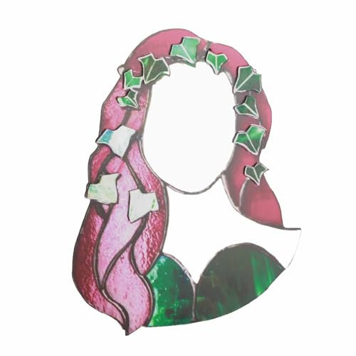 Wakects Espejo Decorativo de Vidrio de Colores Captador de Sol 25x20cm Acrílico Verde con Cuerda para Decoración de Pared Ventana Jardín Hogar