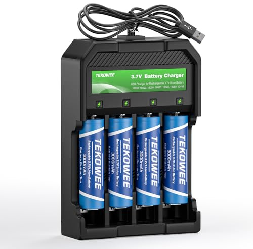 3.7 Volt 18650 Charger, 4PCS 3000mAh 3.7V Rechargeable Batteries