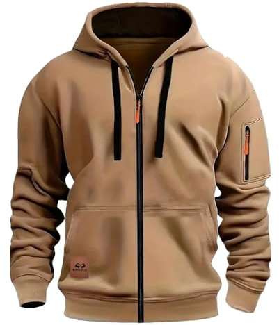 Pull À Capuche Homme Habillé Camionneur Zippee Travail Zip Mode Zippé Rugby Sweat À Capuche Sweatshirt Ado D'intérieur Zippée Moto Veste Homme Habillé Kaki M