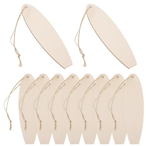 PHENOFICE 10 Stück Teiliges Holz Surfboard zum Bemalen Robuste DIY Bastelholzplatten für Strand Sommerdeko Natürliche Holzspäne für Kreative Wandhänger Familienfreundlich