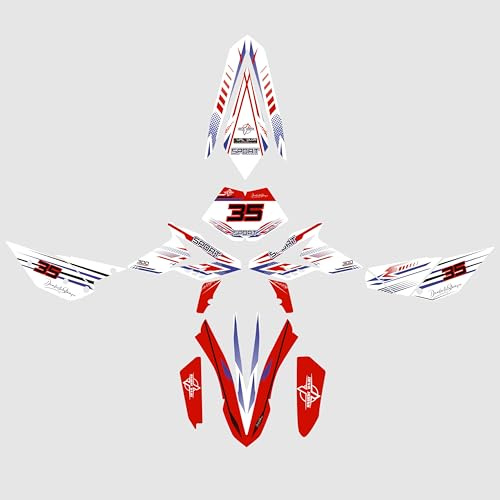 DualColorStampe Aufkleber kompatibel mit Beta RR 300 2T/4T 2013-2017 Komplettes Kit Motocross-Aufkleber, Sport Design, PVC Hohe Festigkeit, Rot Weiß Blau M0344