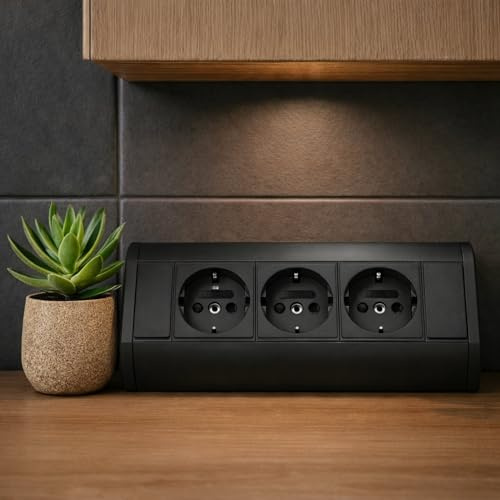 Bloc multiprise en aluminium - 3 prises - Édition noire