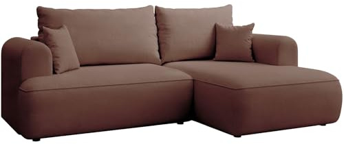 Selsey Ecksofa mit Schlaffunktion und Bettkasten 238 cm – Kupferbraun Chenille Stoff Easy Clean – Sofa L-Form Rechts – Modernes Schlafsofa mit Bettfunktion für das Wohnzimmer