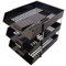 3 x Black In/Out Letter Filing Trays With Risers 8 Nos