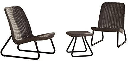 Keter 17197637 Lounge Set Rio, Rattanoptik, Kunststoff, Braun, 77.5 x 76 x 54 cm