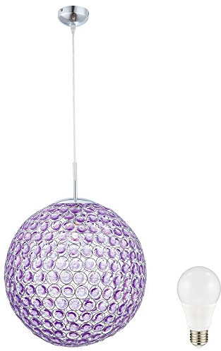etc-shop 11 Watt LED Hänge Leuchte lila Kugel Beleuchtung Pendel Lampe Kristalle rund