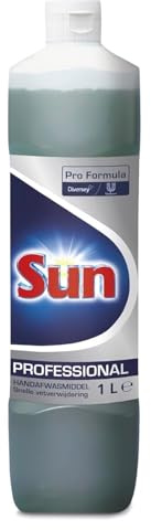 Sun Professional Spülmittel – Hochwirksame Fettentfernung, Geschirrspülmittel für glänzend sauberes Geschirr, Fettlöser für strahlenden Glanz, 1L