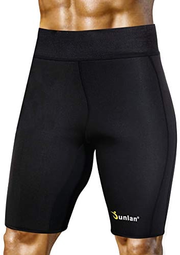 Junlan Sweatshorts für Herren, Saunaanzug, Bodyshaper, Schwitz-Shorts, Sauna, Neopren-Shorts, Schwarz, XXX-Large