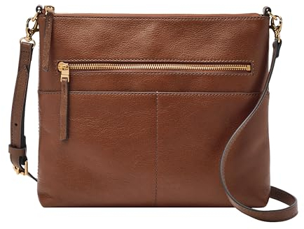 Fossil Damen Fiona Groß oder Klein Crossbody Geldbörse Handtasche für Frauen, Braun, Größe L, Large