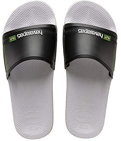 Havaianas Unisex Slide Sandal, White Black, 5 UK