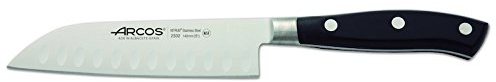 Arcos Serie Riviera - Cuchillo Santoku Cuchillo Asiático - Hoja de Acero Inoxidable Forjado NITRUM 140 mm - Mango de Polyoxymethylene (POM) Color Negro