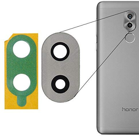 FLEXIPHONE pour Huawei Honor 6X Argent Lentille de qualité Originale en Verre de la caméra arrière Appareil Photo + Adhésif Double Face sur Mesure