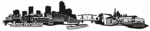 Samunshi® Amsterdam Skyline Wandtattoo Sticker Aufkleber Wandaufkleber City Gedruckt Amsterdam 120x24cm schwarz