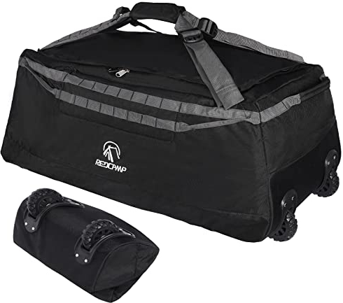 REDCAMP Reisetasche mit Rollen, 85 l, groß, faltbar, Reisetasche mit Rollen, 140 l, Schwarz, 140l