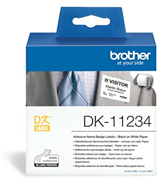 Original Brother DK-11234 selbstklebende Einzeletiketten schwarz auf weiß (Papier) 60 x 86 mm , 260 Stk./Rolle - für Brother QL-Etikettendrucker geeignet