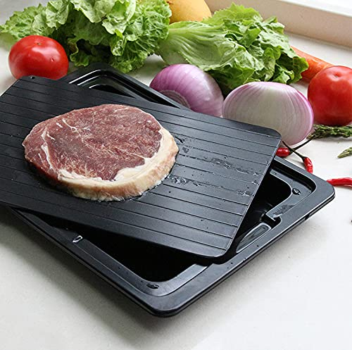 MoYouno Fast Defrosting Tray, Defrosting plate,Defrost Plate Thaws, Aluminum Defrost Board Rapid Thawing Plate Fast Defrosting of Frozen Food, Meat, Chicken(295 x 205 x 2mm)