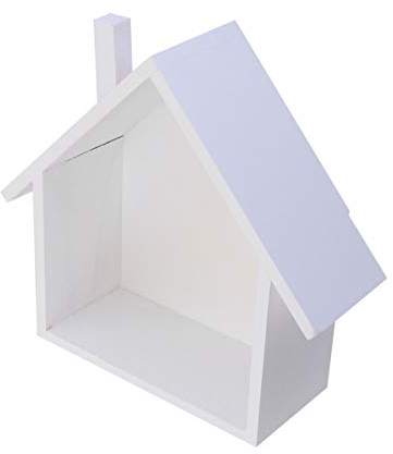 Kleines Hausförmiges Wandregal Aus Holz Wandmontiertes Aufbewahrungsregal Für Wohnräume Stabile Deko-Box Für Schlafzimmer Kinderzimmer Büro Weiß