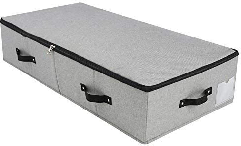 Robuste faltbare Aufbewahrungsbox für Unterbettkommode mit 6 Griffen, Reißverschluss-Deckel, Decken, Kleidung, Bettdecken, 89x41.9x17.8 cm, Dunkelgrau