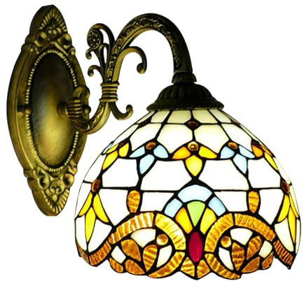 SHZICMY Viktorianisch Wandleuchte Tiffany-Stil Deko Leuchte E27 Vintage Wandlampe Lampenschirm Retro Lampen Kuppel Leuchte Wohnzimmer Schlafzimmer