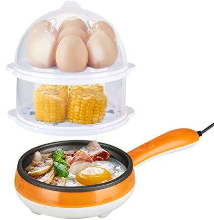 Poêle Electrique, Mini Poêle à Frire Antiadhésive Multifonction, Avec Poignée Anti-Brûlure, œuf à Double Couche, Chaudière à Vapeur Pour le Petit-Déjeuner, Prise Ue 220V