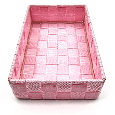 Gewebtes Tablett – 1,5 Liter Fassungsvermögen – Organisieren Sie Ihren Tisch-Display und unverzichtbar für den täglichen Gebrauch (Rosa, 1)