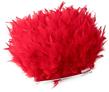 2 Yards/Lot Flauschige Truthahnfeder Fransenbesatz Für Handarbeiten 10-15cm Band Hochzeitskleid Dekoration Lampe Plumes-Rot