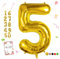 Smlpuame 102cm Folienballon Zahlen Luftballon 0-9 Geburtstag Golden Große 5 Ballons für Geburtstagsfeier Feierdekorationen, Heliumfolien Zahlenballons für Hochzeitstag