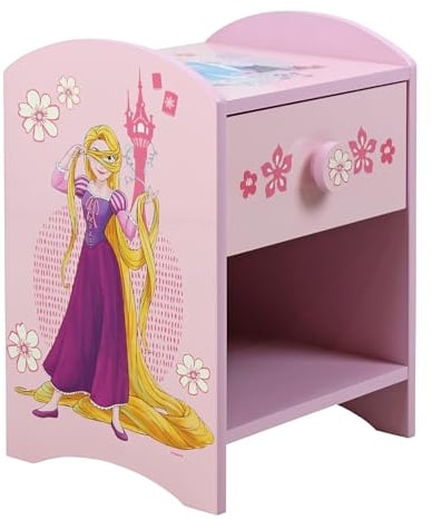 Disney Princess Kids Bedside Table with Drawers for Storage, Light Pink Comodino, Legno ingegnerizzato MDF da 15 mm, Piccolo
