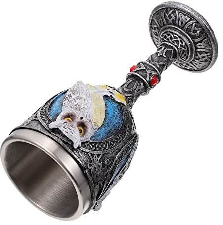BESTonZON Wine Goblet Resin Owl Goblet Viking Drinking Wine Cup Wine Chalice Medieval Wine Cup Resin 3D Wine Retro Wine Cup