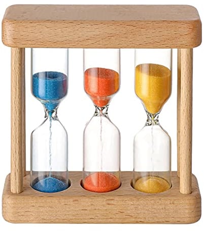 Hourglass Timer 1+3+5 Minute Mini Wooden Hourglass Clock Creative Sand Decoration Small Ornaments Gift for Games Classroom Home Office Decoration (Yellow)