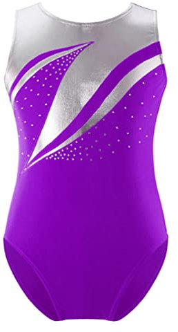 TiaoBug Body da Ginnastica Artistica Bambina Leotard Body da Balletto Danza Classica Vestito da Ballerina Ragazza Body da Ballo Allenamento Esercizio Dancewear 2-12 Anni Viola G 9-10 Anni