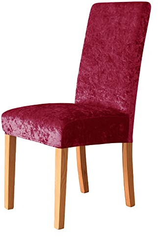 Morbuy Einfarbig Stuhlhussen Set Stretch Stuhlbezug für Esszimmerstühle, Leuchtende Samt Waschbarer Stuhlhussen Schwingstühle Stuhlüberzug für Haus Hotel Hochzeit Partys (6er Set,Rot)