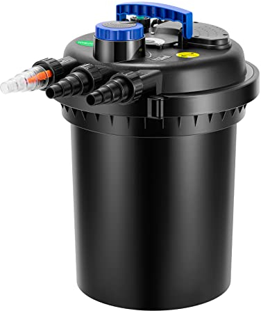 VIVOGROW Filtro bio-pressione per laghetto, fino a 2600 galloni, sistema di filtraggio per laghetto con comoda manovella di pulizia per giardino, piscina, laghetto, nero