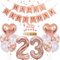 Conruich Deko 23. Geburtstag Frau, Rosegold Tortendeko Geburtstag 23 Jahre Mann, Geburtstagsdeko 23 Jahre, Rosegold Ballon 23 Geburtstags Mädchen, Happy Birthday Banner Deko 23 Geburtstags Frauen