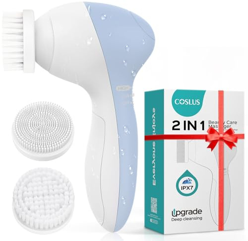 Coslus JBK-D Brosse de nettoyage pour le visage 7 en 1 Appareil de nettoyage électrique exfoliant et étanche pour nettoyage en profondeur