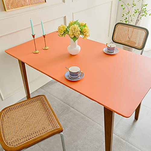 Cozomiz Elastische Tischdecke Gartentischdecke Rechteckig tischdecke wasserdichte rutschfeste Abwischbar Schmutzabweisend Tischdecke 80x120cm Enge Passform Orange