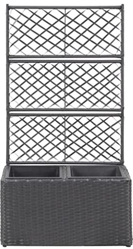 ANNLERA 58x30x107 cm Noir Jardiniere Treillis Jardin Treillis pour Plantes Grimpantes Jardiniere Exterieur Grande Taille Jardinière avec Treillis Plastique