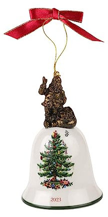 Spode Weihnachtsbaum Weihnachtsmann Jahresglocke Ornament 2023 | jährlicher Weihnachtsbaum hängende Ornamente | Urlaubsdekorationen und Dekoration für Weihnachtsbäume - 11,4 cm