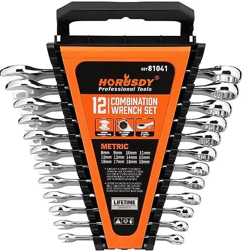 HORUSDY 12-Piece Metric Wrench Set | Combination Wrench Set with Organizer | 12 Point | 8mm - 19mm | Chrome Vanadium Steel